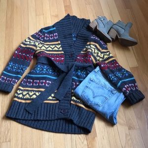 Fairisle Long Cardigan Jacket